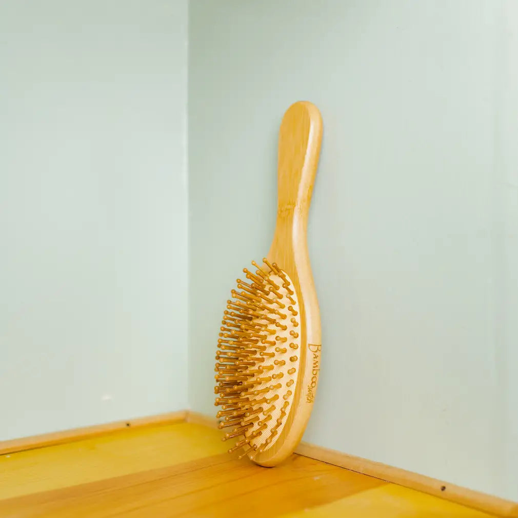 Bamboo Paddle Hairbrush Round