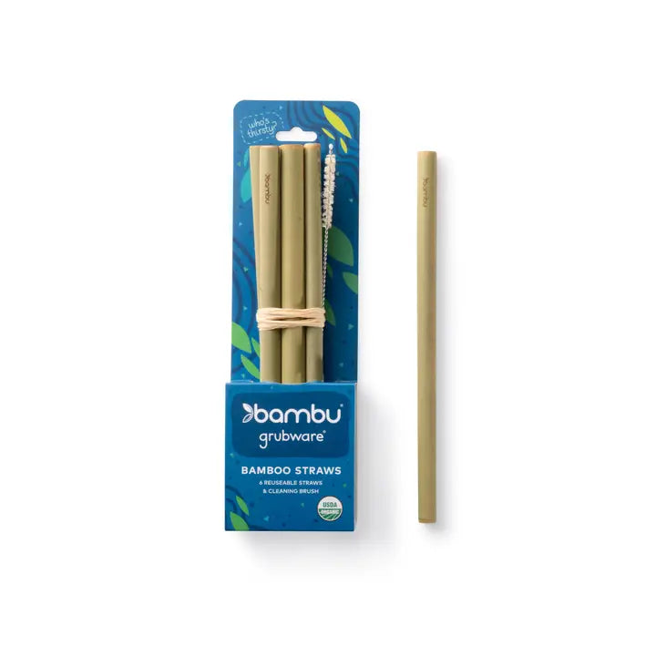 Bambu® Straws Reusable - Short 6pack+cleaner