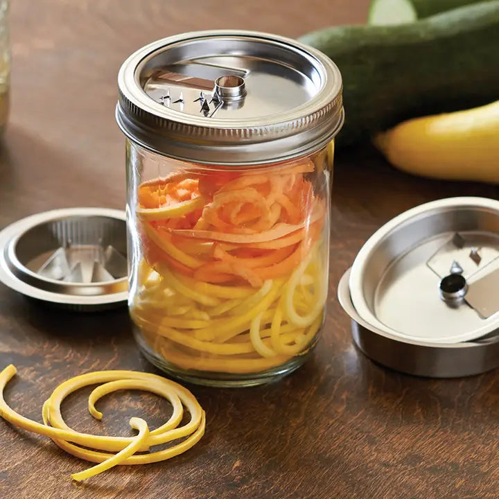 Jarware 3-in-1 Spiralizer for Wide-Mouth Mason Jar