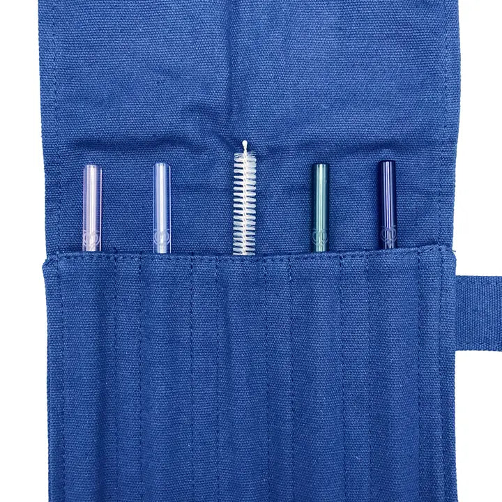 Reusable Glass Straw Pouch Set of 4