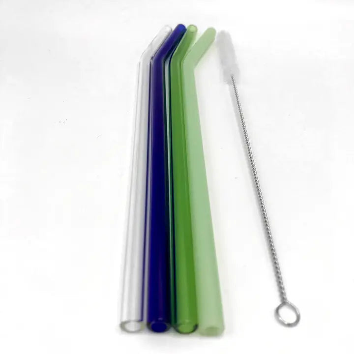 Reusable Glass Straw Pouch Set of 4