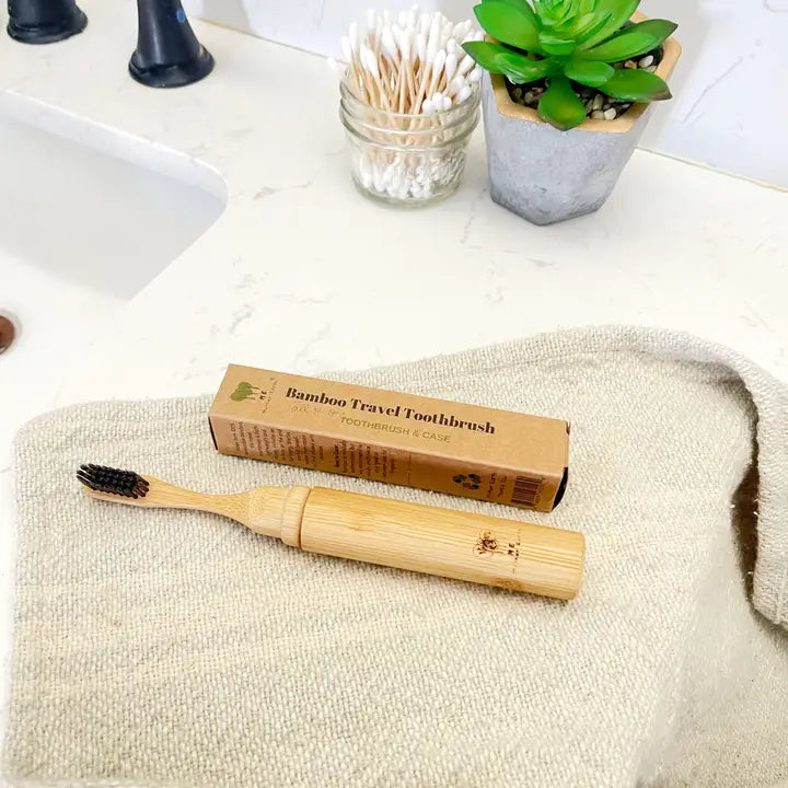 All-in-One Bamboo Travel Toothbrush with Replaceable Head